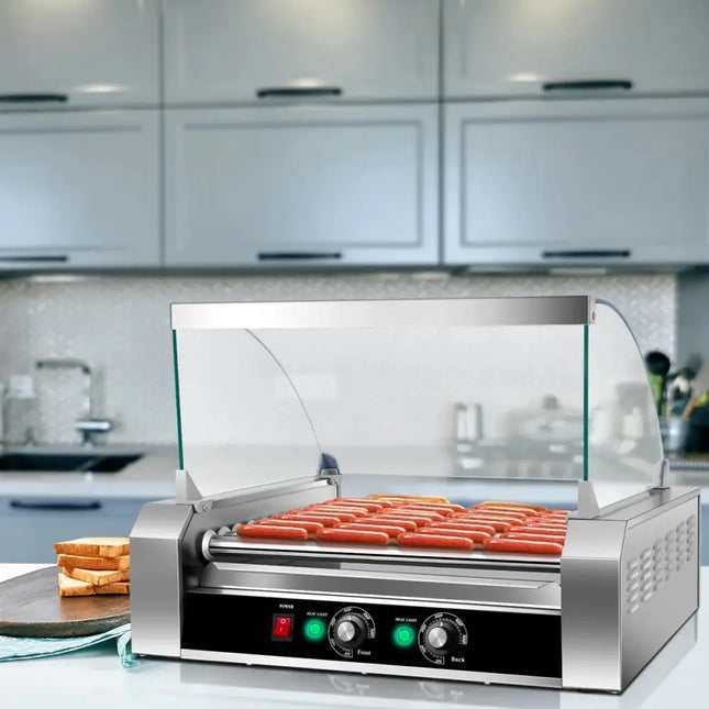 Stainless Steel Commercial 11 Roller Grill and 30 Hot Dog Cooker Machine Costway