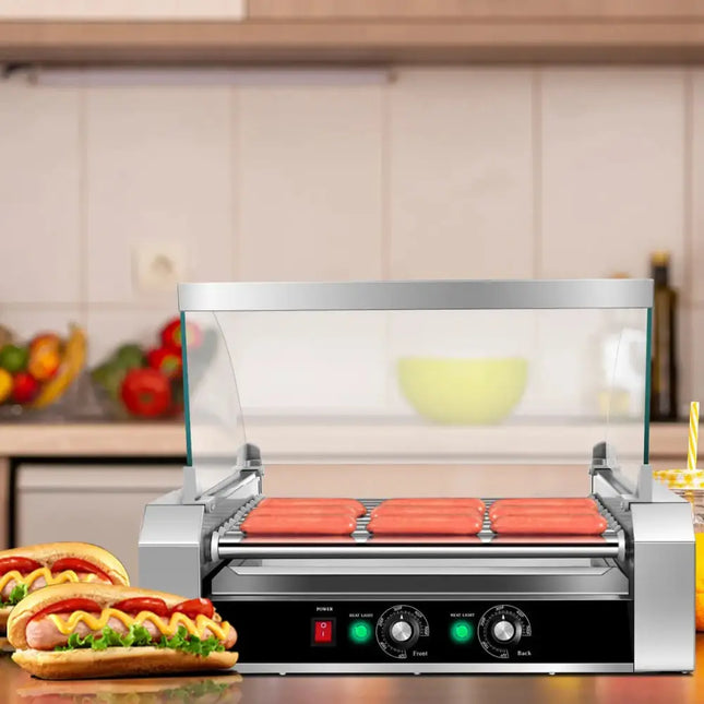 Stainless Steel Commercial 11 Roller Grill and 30 Hot Dog Cooker Machine Costway