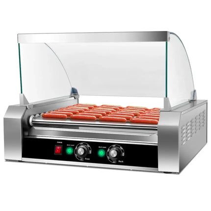 Stainless Steel Commercial 11 Roller Grill and 30 Hot Dog Cooker Machine Costway