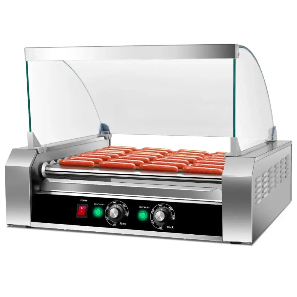 Stainless Steel Commercial 11 Roller Grill and 30 Hot Dog Cooker Machine Costway