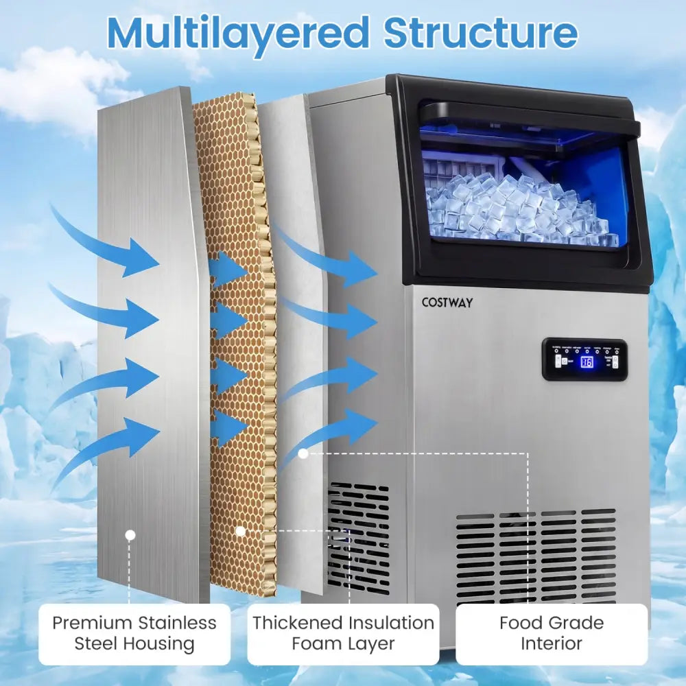 Stainless Steel Commercial Ice Maker 110 lbs/24H - Ice Makers