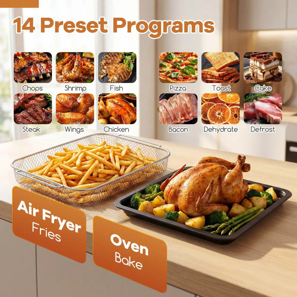 Stainless Steel Countertop Convection Oven with Bake-Silver - Silver - Toaster Ovens