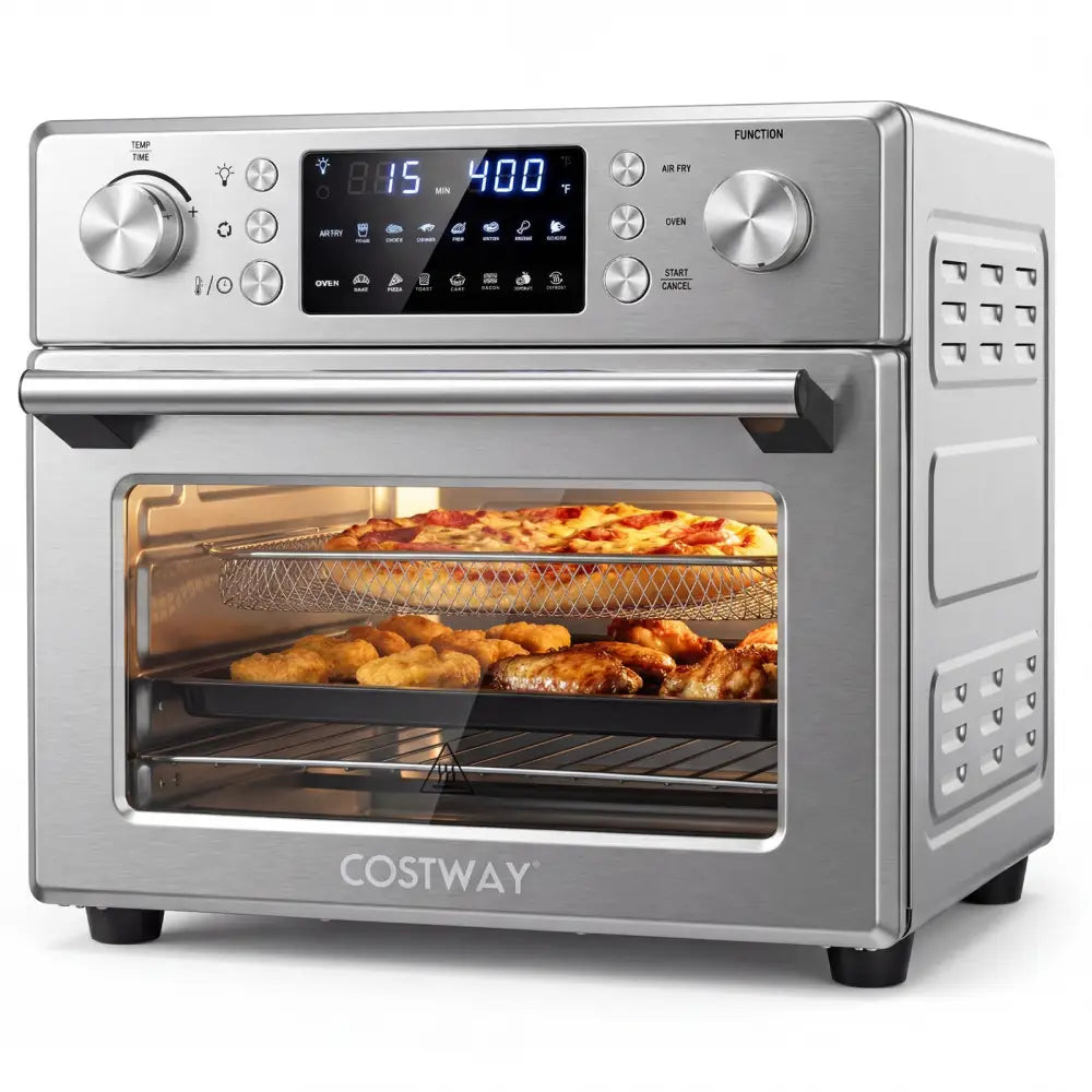 Stainless Steel Countertop Convection Oven with Bake-Silver - Silver - Toaster Ovens