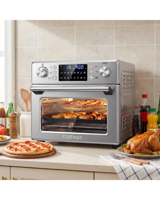 Stainless Steel Countertop Convection Oven with Bake-Silver - Silver - Toaster Ovens