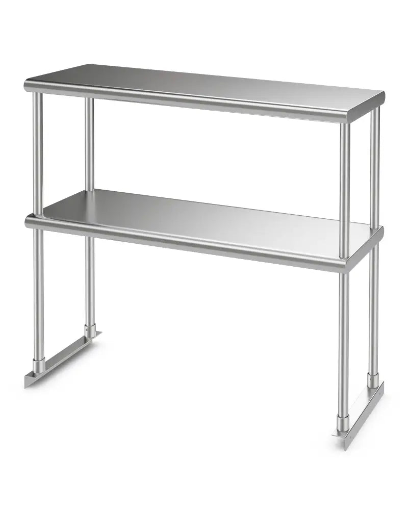 Stainless Steel Overshelf with Adjustable Lower Shelf for Restaurant Kitchen - Silver - Kitchen Tools