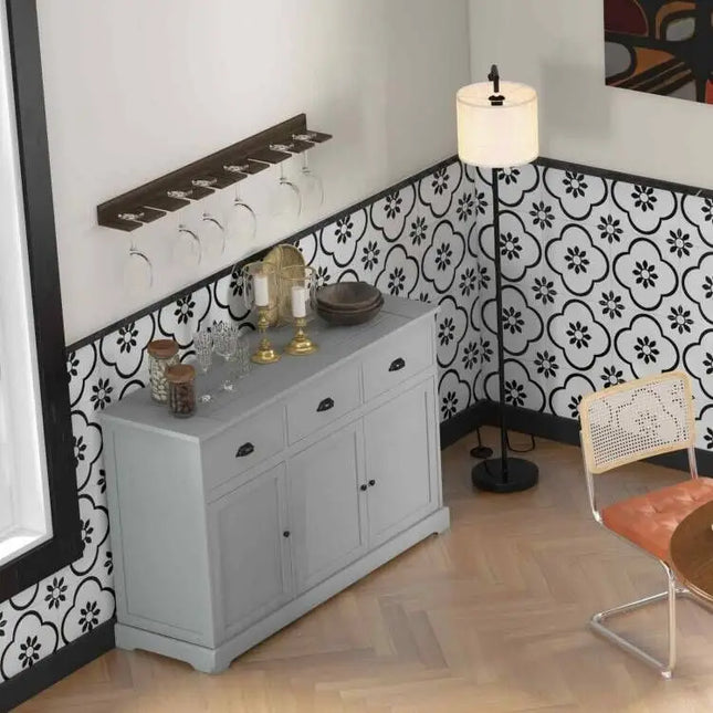 Standing Floor Lamp and Sideboard Buffet Storage for Dining Room - Kitchen & Dining