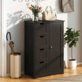 Standing Indoor Wooden Cabinet with 4 Drawers-Black - Black - Floor Cabinets