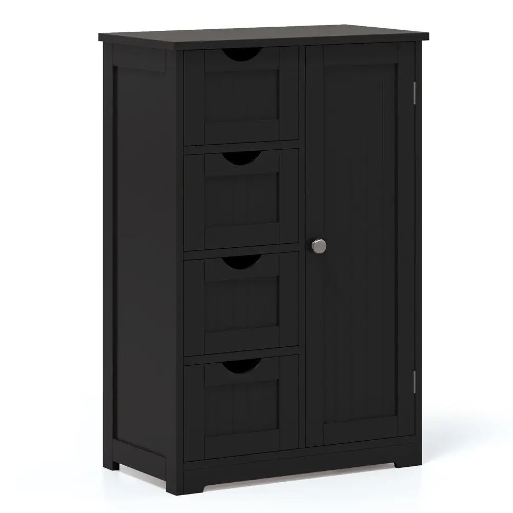 Standing Indoor Wooden Cabinet with 4 Drawers-Black - Black - Floor Cabinets