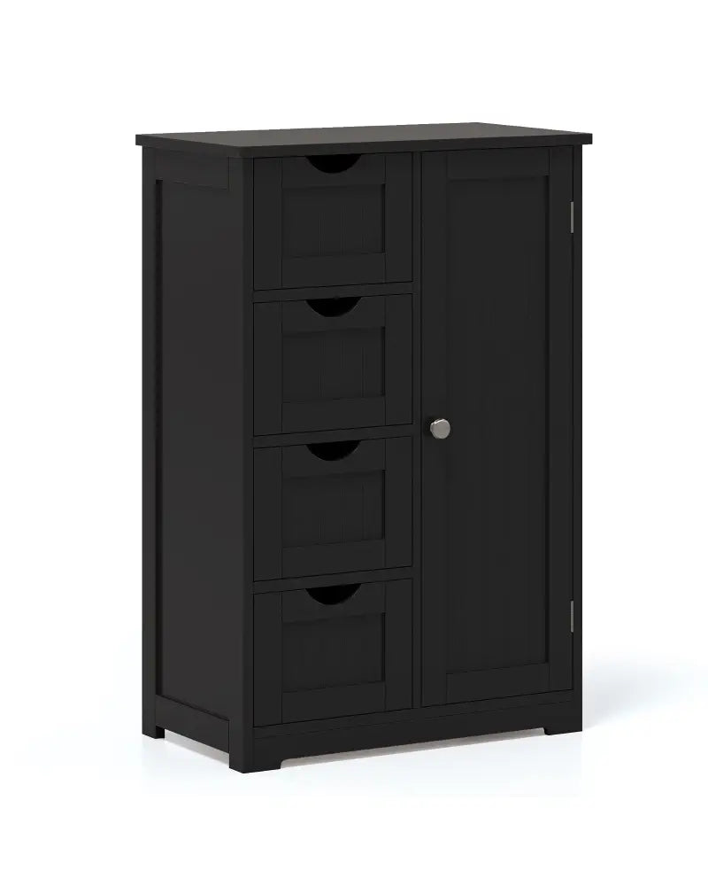 Standing Indoor Wooden Cabinet with 4 Drawers-Black - Black - Floor Cabinets