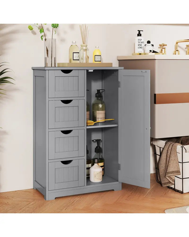 Standing Indoor Wooden Cabinet with 4 Drawers-Gray - Gray - Floor Cabinets