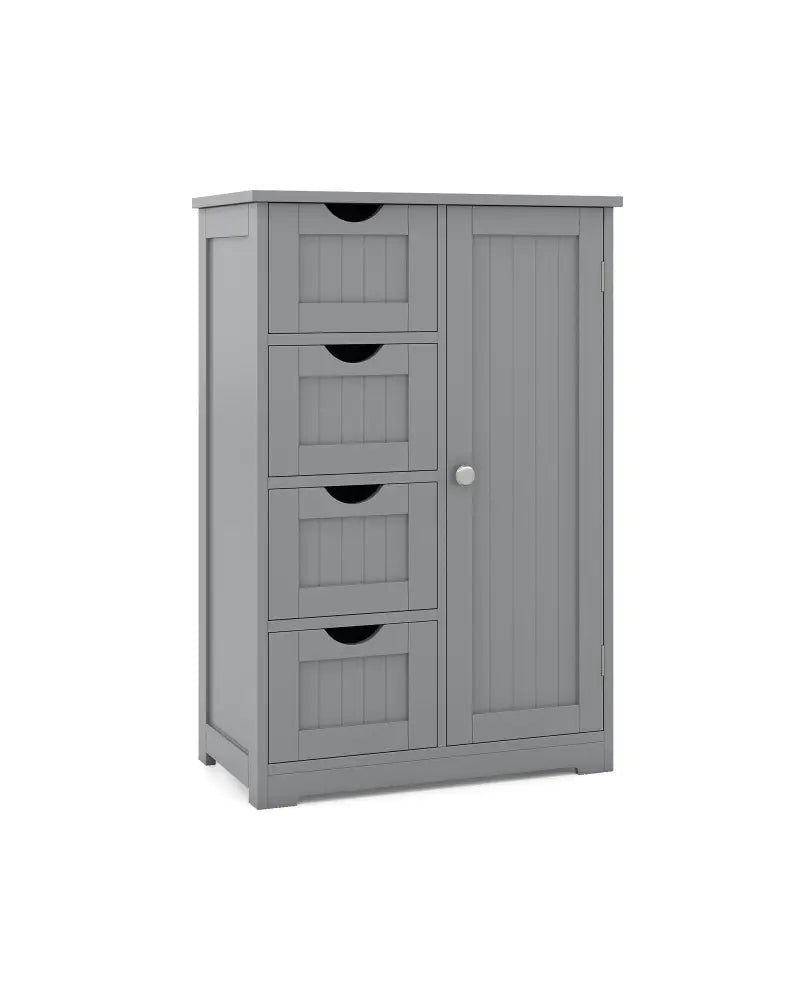 Standing Indoor Wooden Cabinet with 4 Drawers-Gray - Gray - Floor Cabinets