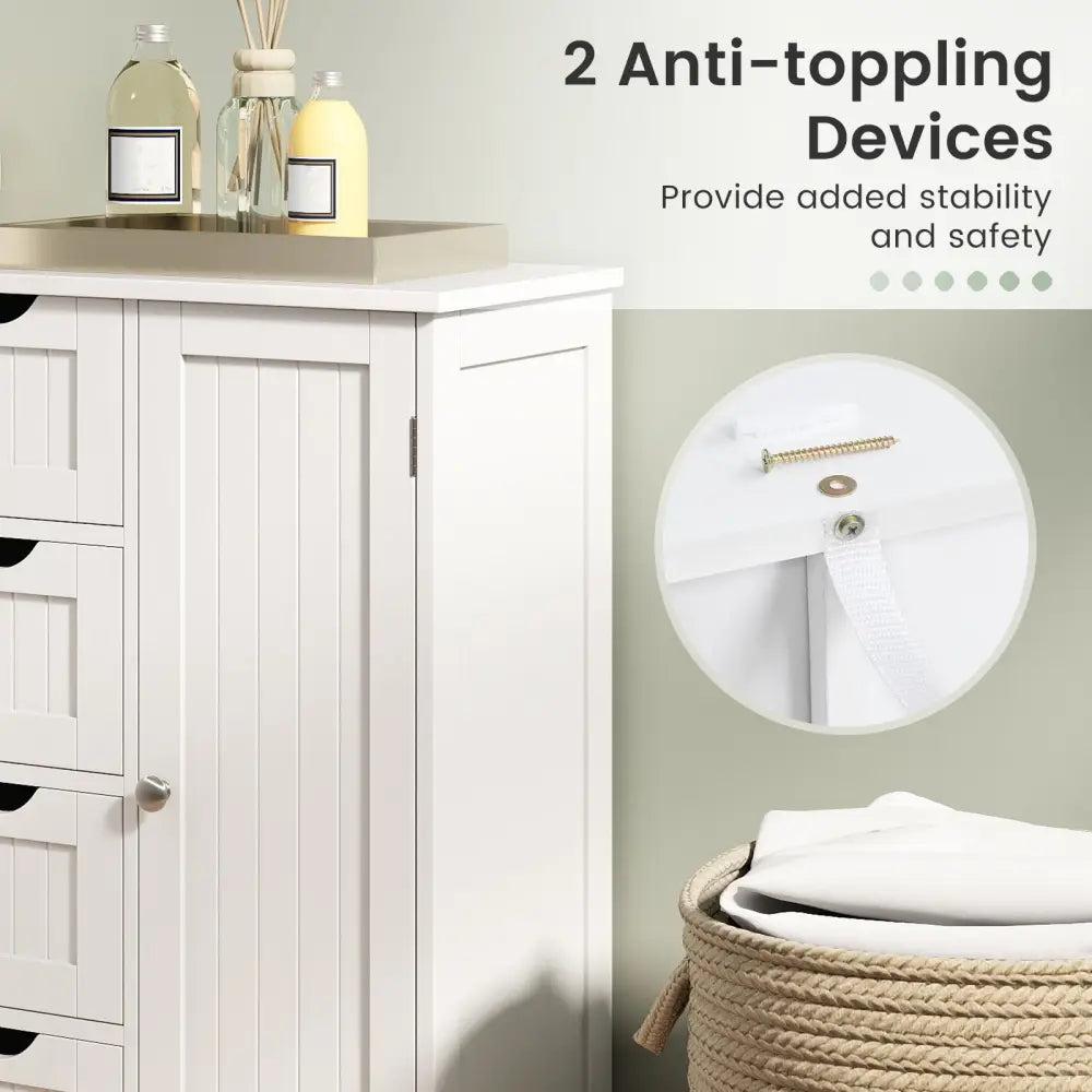 Standing Indoor Wooden Cabinet with 4 Drawers-White - White - Floor Cabinets