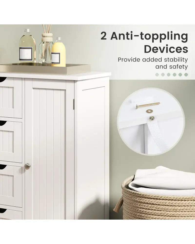 Standing Indoor Wooden Cabinet with 4 Drawers-White - White - Floor Cabinets