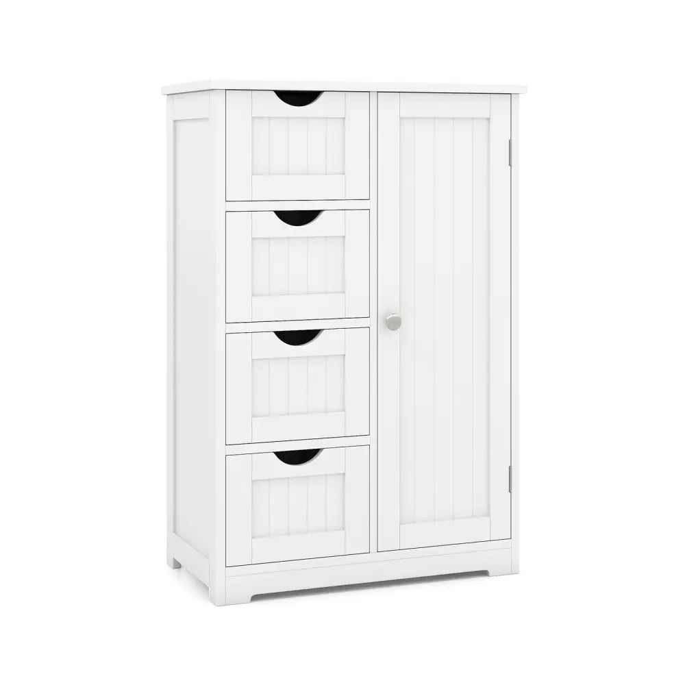 Standing Indoor Wooden Cabinet with 4 Drawers-White - White - Floor Cabinets