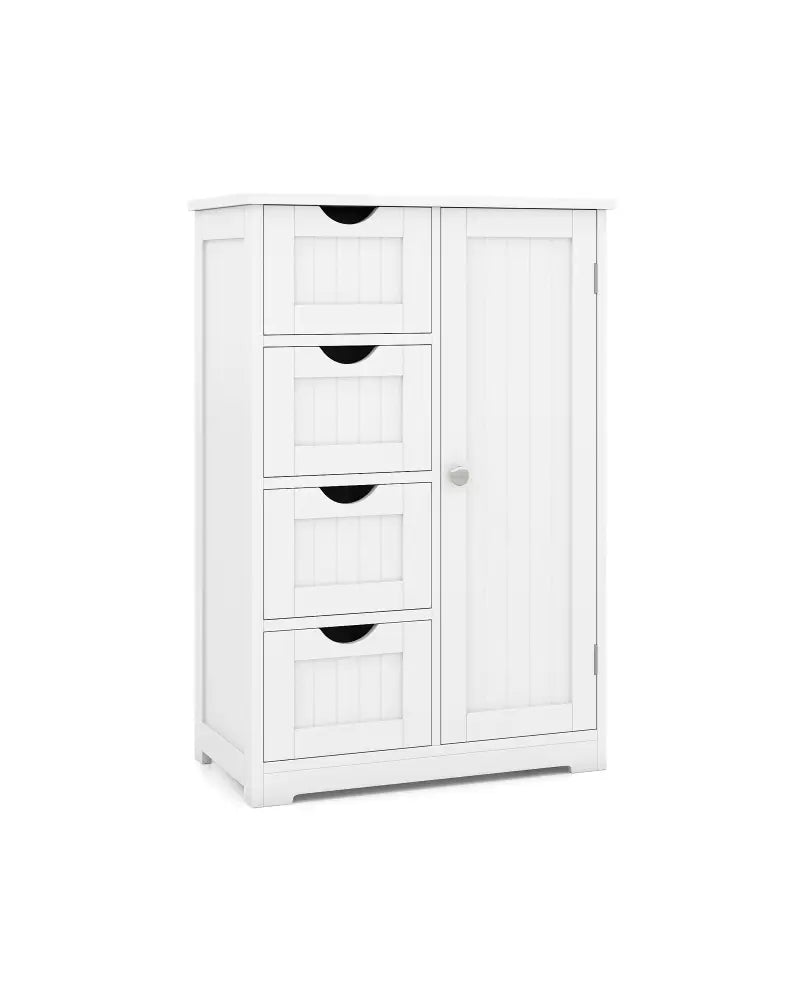 Standing Indoor Wooden Cabinet with 4 Drawers-White - White - Floor Cabinets