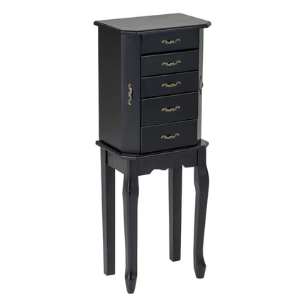 Standing Jewelry Box with 4 Drawers and 2 Side Doors-Black - Black - Jewelry Armoires