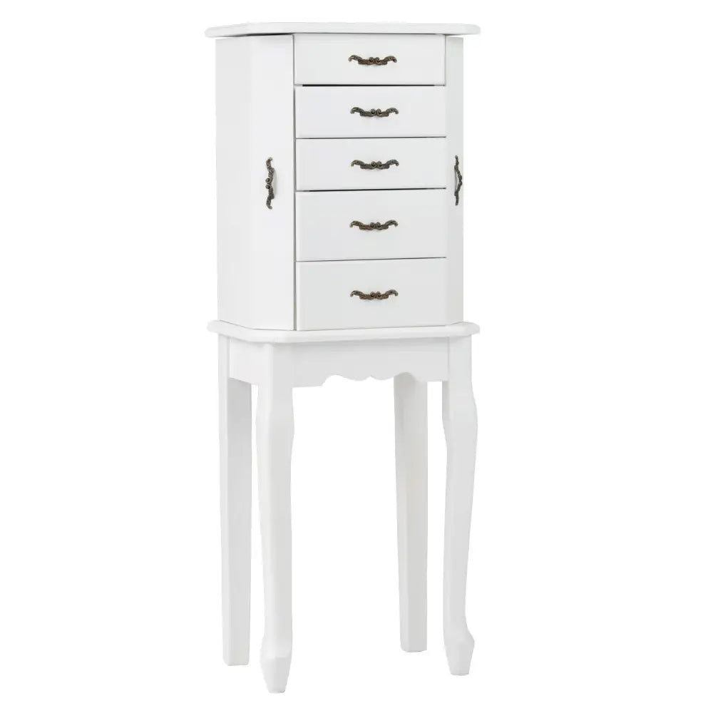 Standing Jewelry Box with 4 Drawers and 2 Side Doors-White - White - Jewelry Armoires