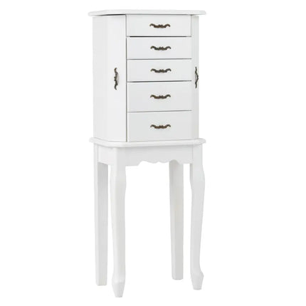 Standing Jewelry Box with 4 Drawers and 2 Side Doors-White - White - Jewelry Armoires
