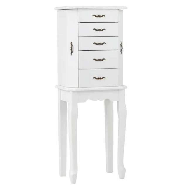 Standing Jewelry Box with 4 Drawers and 2 Side Doors-White - White - Jewelry Armoires