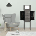 Standing Jewelry Cabinet Storage Organizer with Wooden Legs - Gray - Jewelry Armoires