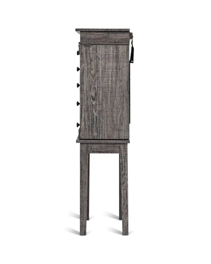 Standing Jewelry Cabinet Storage Organizer with Wooden Legs - Gray - Jewelry Armoires