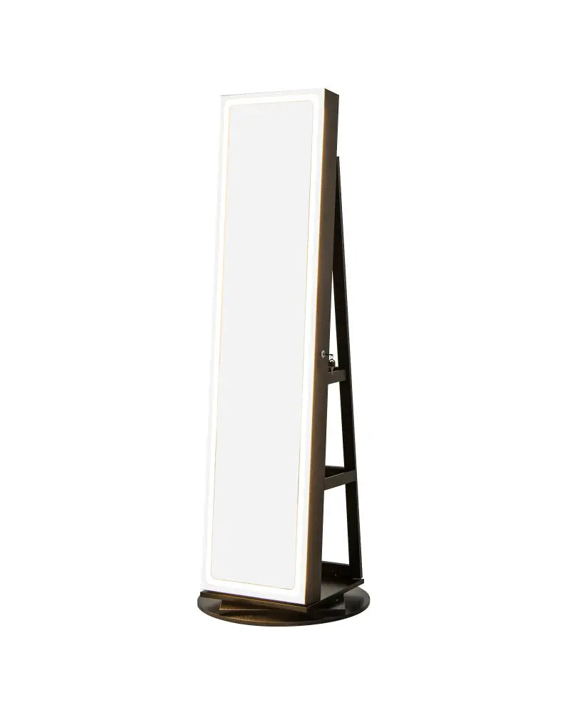 Standing Jewelry Cabinet with Adjustable LED Lights-Black - Black - Jewelry Armoires