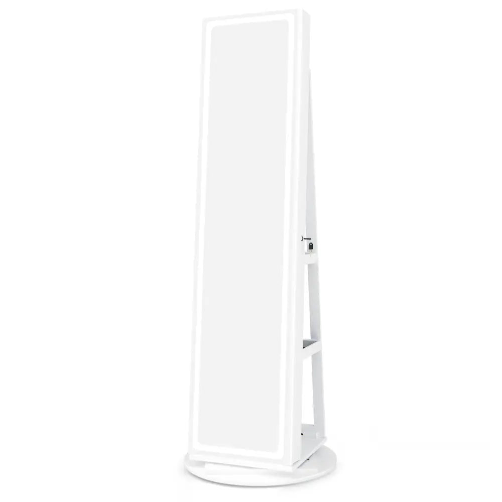 Standing Jewelry Cabinet with Adjustable LED Lights-White - White - Jewelry Armoires