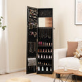 Standing Lockable Jewelry Storage Organizer with Full-Length Mirror-Black - Black - Jewelry Armoires