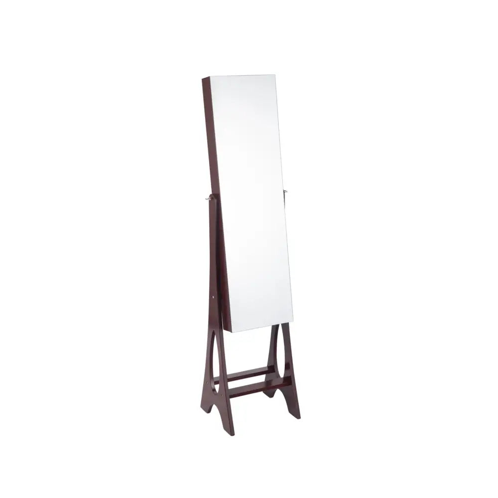 Standing Mirror Jewelry Cabinet-Brown - Brown - Jewelry Armoires