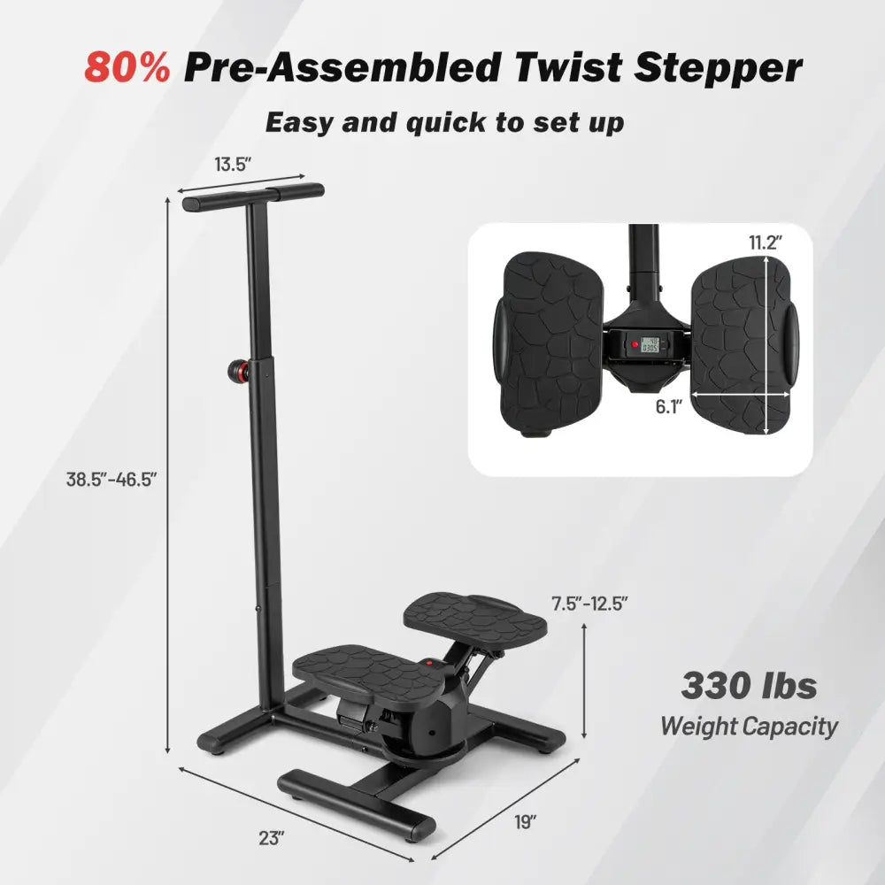 Steppers for Exercise Twist Stair Stepper Workout Equipmen-Black - Black - Sport Equipments