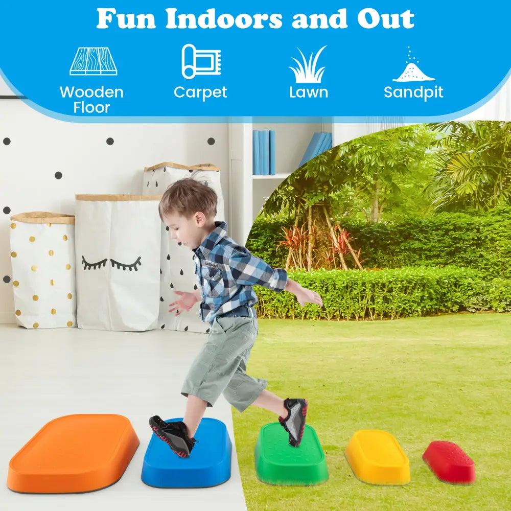 Stepping Stone for Kids 5Pcs Non-Slip Toddler River Stone Set-Multicolor - Multicolor - Toy Sports