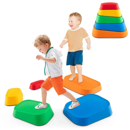 Stepping Stone for Kids 5Pcs Non-Slip Toddler River Stone Set-Multicolor - Multicolor - Toy Sports