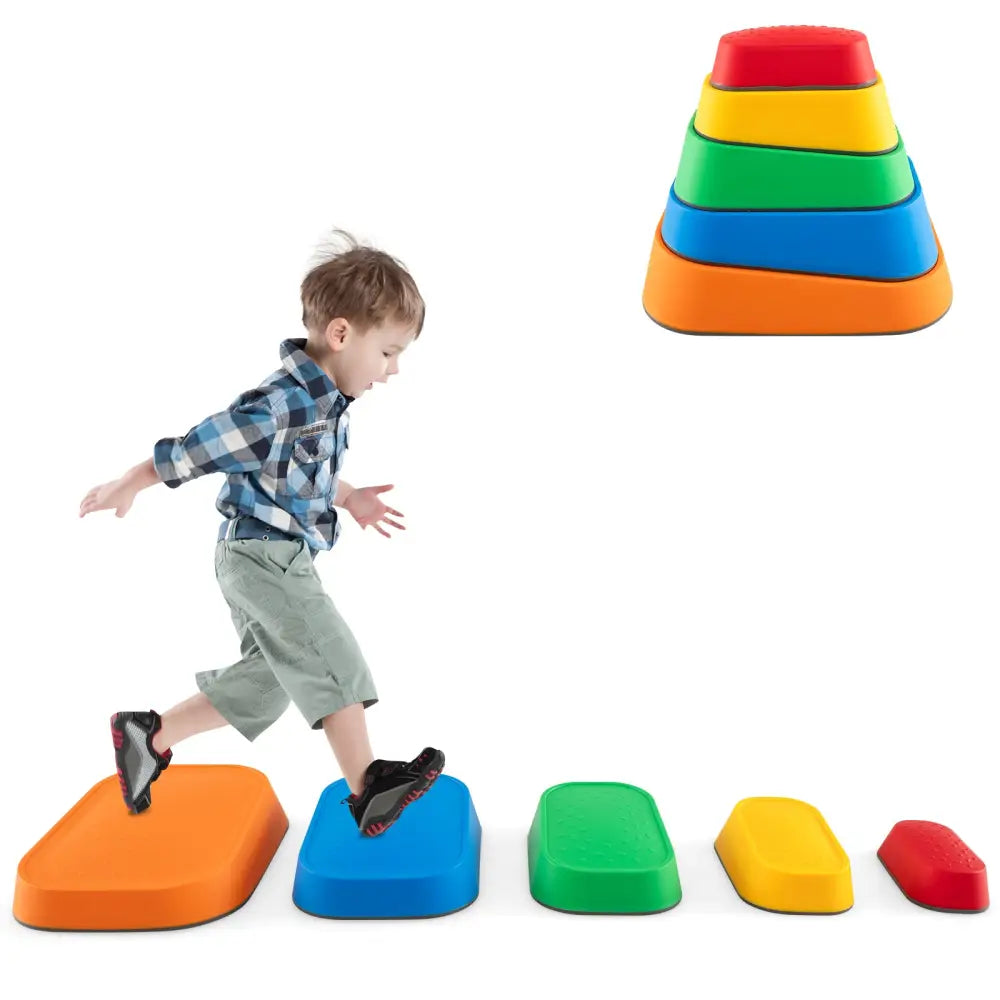 Stepping Stone for Kids 5Pcs Non-Slip Toddler River Stone Set-Multicolor - Multicolor - Toy Sports