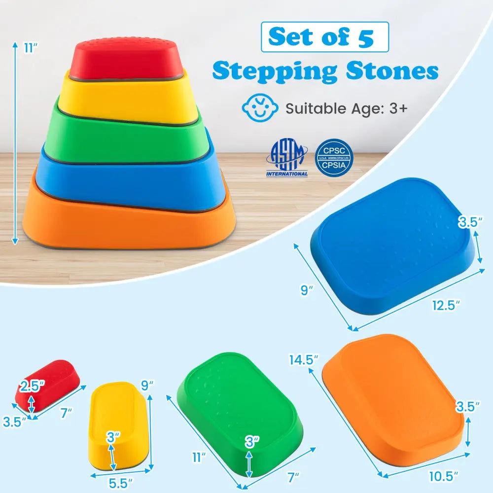 Stepping Stone for Kids 5Pcs Non-Slip Toddler River Stone Set-Multicolor - Multicolor - Toy Sports
