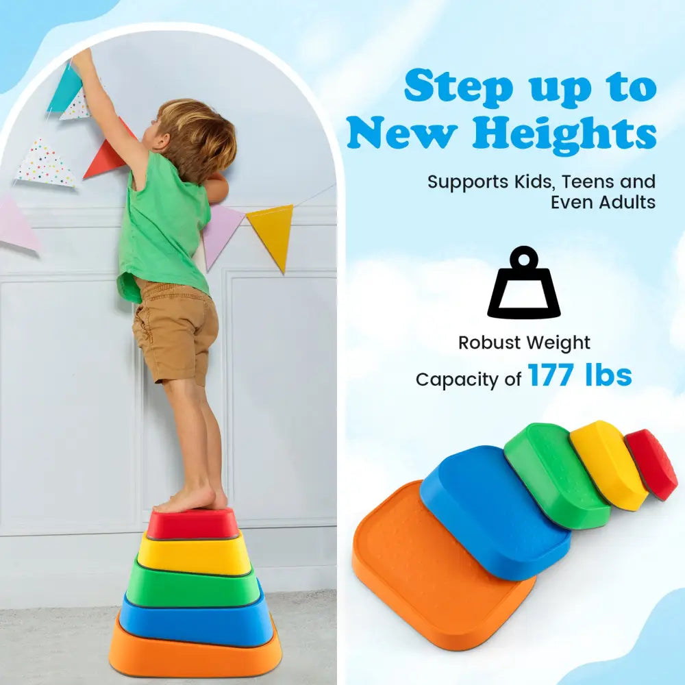 Stepping Stone for Kids 5Pcs Non-Slip Toddler River Stone Set-Multicolor - Multicolor - Toy Sports