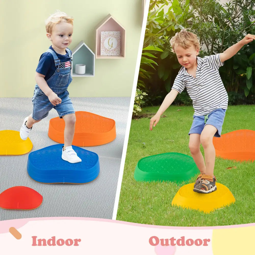 Stepping Stones for Kids 5 PCS Non-Slip Balance Stones with Storage Bag-Multicolor - Multicolor - Toy Sports
