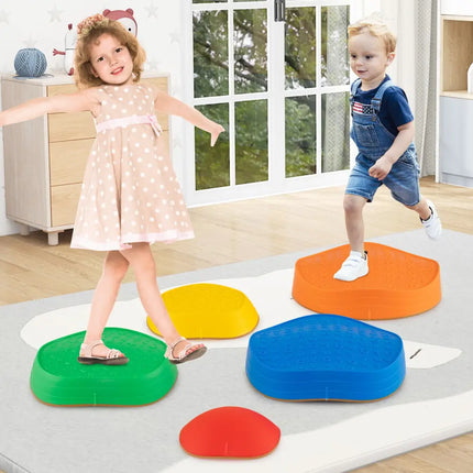 Stepping Stones for Kids 5 PCS Non-Slip Balance Stones with Storage Bag-Multicolor - Multicolor - Toy Sports