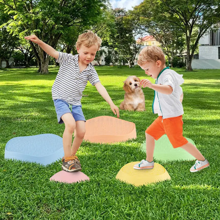 Stepping Stones for Kids 5 PCS Non-Slip Balance Stones with Storage Bag-Macaron - Macaron - Toy Sports