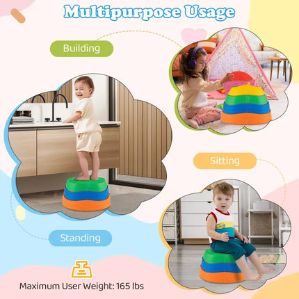 Stepping Stones for Kids 5 PCS Non-Slip Balance Stones with Storage Bag-Multicolor - Multicolor - Toy Sports