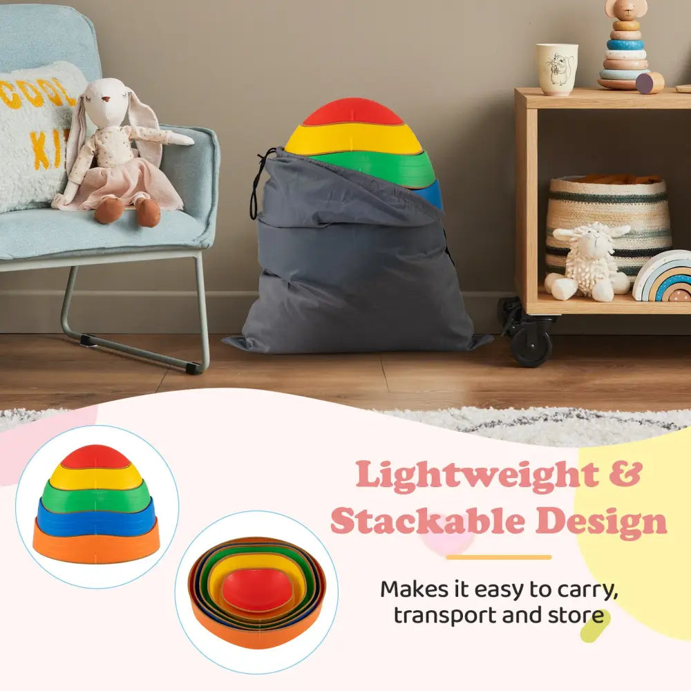 Stepping Stones for Kids 5 PCS Non-Slip Balance Stones with Storage Bag-Multicolor - Multicolor - Toy Sports