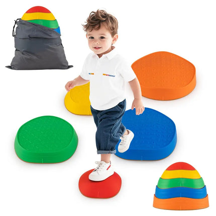 Stepping Stones for Kids 5 PCS Non-Slip Balance Stones with Storage Bag-Multicolor - Multicolor - Toy Sports