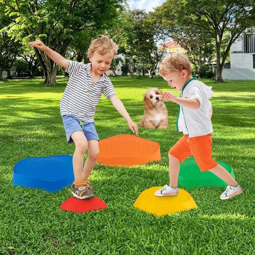 Stepping Stones for Kids 5 PCS Non-Slip Balance Stones with Storage Bag-Multicolor - Multicolor - Toy Sports