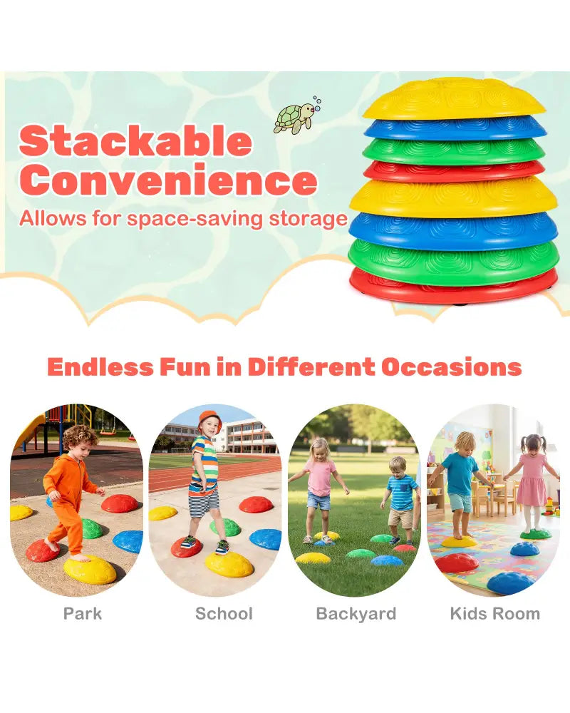 Stepping Stones for Kids 8 PCS Non-Slip Toddler Stepping Stones Balance Sensory Toys-Multicolor - Multicolor - Lawn