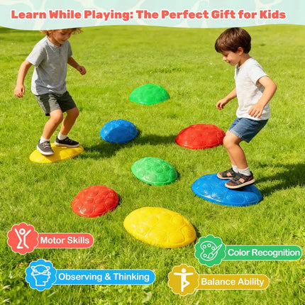 Stepping Stones for Kids 8 PCS Non-Slip Toddler Stepping Stones Balance Sensory Toys-Multicolor - Multicolor - Lawn