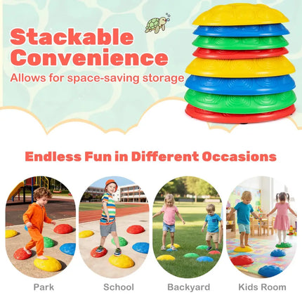 Stepping Stones for Kids 8 PCS Non-Slip Toddler Stepping Stones Balance Sensory Toys-Multicolor - Multicolor - Lawn