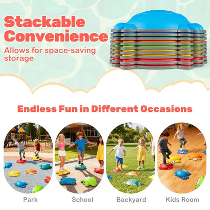Stepping Stones for Kids 9 Pieces Non-Slip Toddler Stepping Stones Balance Sensory Toys-Multicolor - Multicolor - Lawn