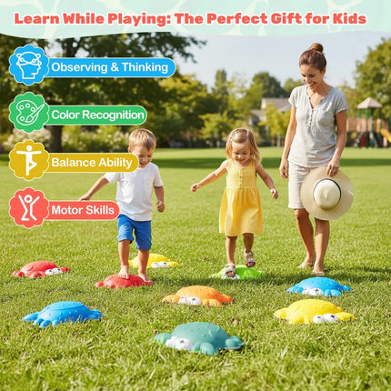 Stepping Stones for Kids 9 Pieces Non-Slip Toddler Stepping Stones Balance Sensory Toys-Multicolor - Multicolor - Lawn