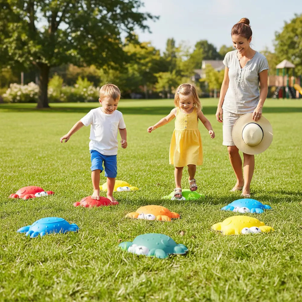 Stepping Stones for Kids 9 Pieces Non-Slip Toddler Stepping Stones Balance Sensory Toys-Multicolor - Multicolor - Lawn