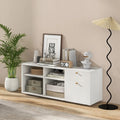 Storage Cabinet TV Console Cabinet with 2 Drawers and 4 Cubes for Entryway-White - White - Entertainment Centers & TV