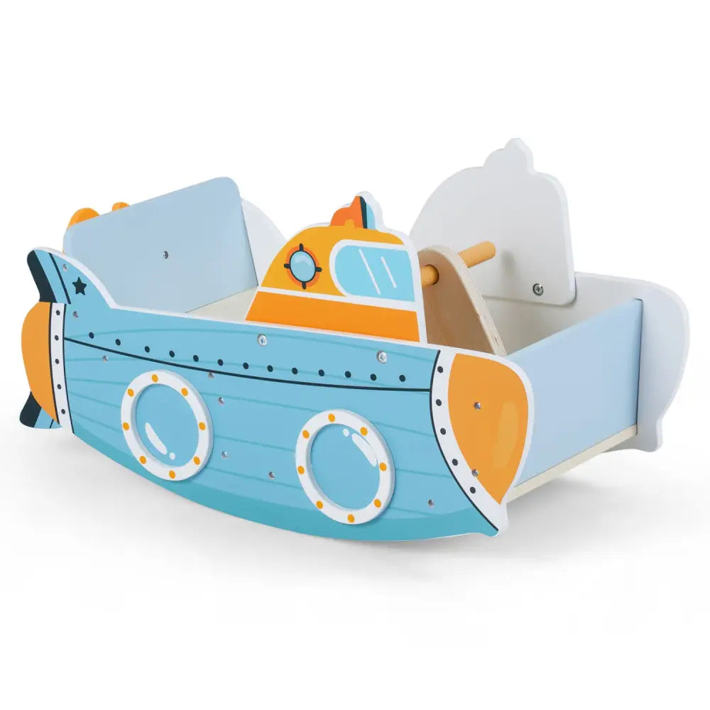 Submarine Wooden Climbing Toy with Rotating Propeller and Rocking Climber - Climbers & Slides
